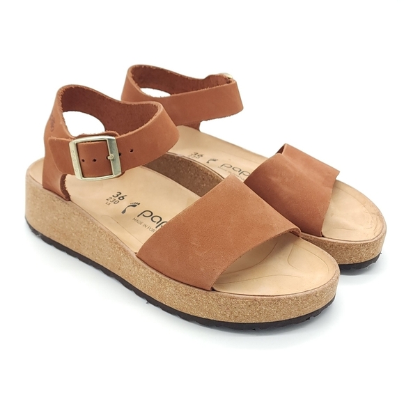 Birkenstock Papillio Glenda Brown Nubuck Leather Ankle Strap Sandals Size 5 - Picture 4 of 10